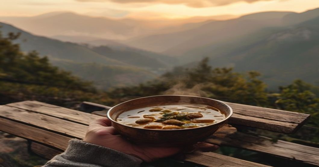 초복 피로회복 여행지에서 따뜻한 삼계탕을 즐기는 여행객